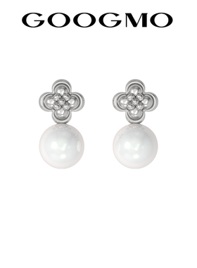 GOOGMO在花野系列珍珠耳饰小众设计感高级感耳钉四叶草时尚耳环女