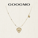 GOOGMO金色项链女法式 爱心吊坠锁骨链配饰毛衣链 复古精致高级长款
