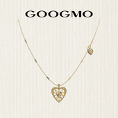 GOOGMO金色项链女法式 复古精致高级长款 爱心吊坠锁骨链配饰毛衣链