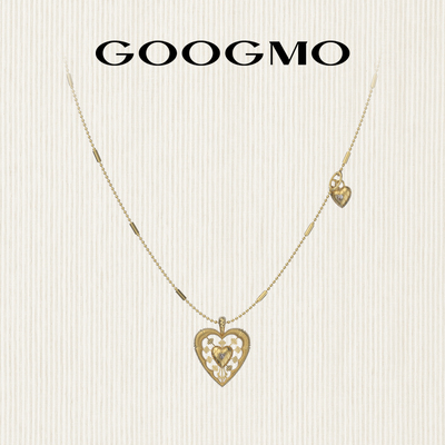 GOOGMO金色项链女法式复古精致高级长款爱心吊坠锁骨链配饰毛衣链