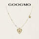 GOOGMO金色项链女法式 复古精致高级长款 爱心吊坠锁骨链配饰毛衣链