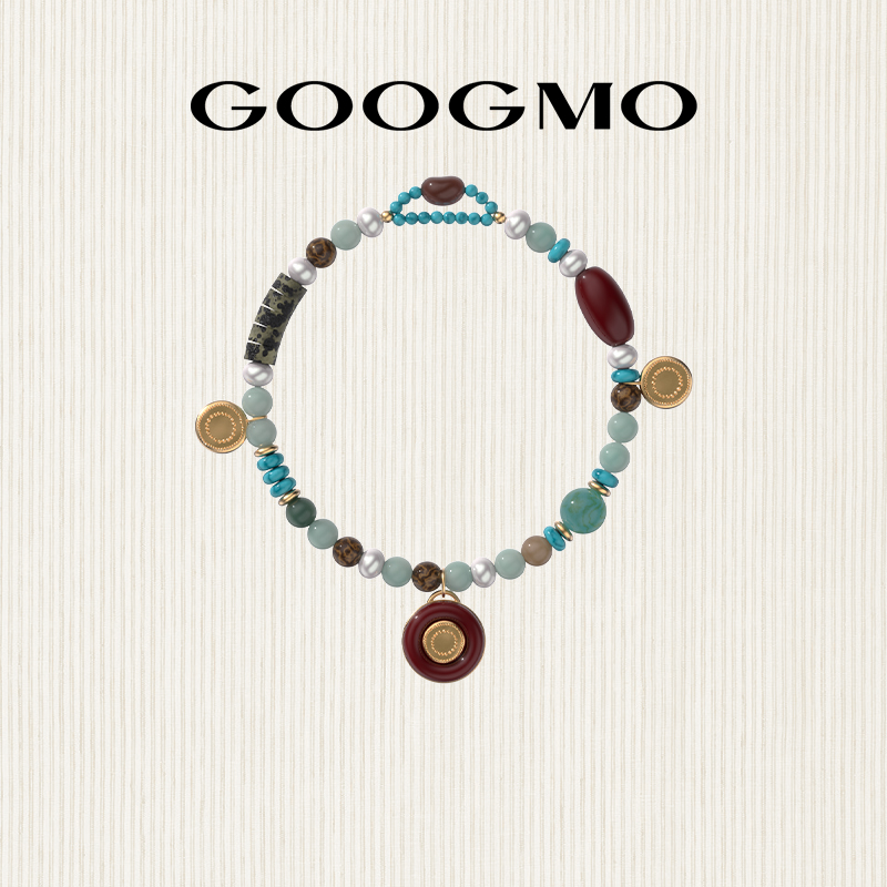 GOOGMO欧若拉系列手链女多巴胺彩色天然石串珠淡水珍珠玛瑙手饰