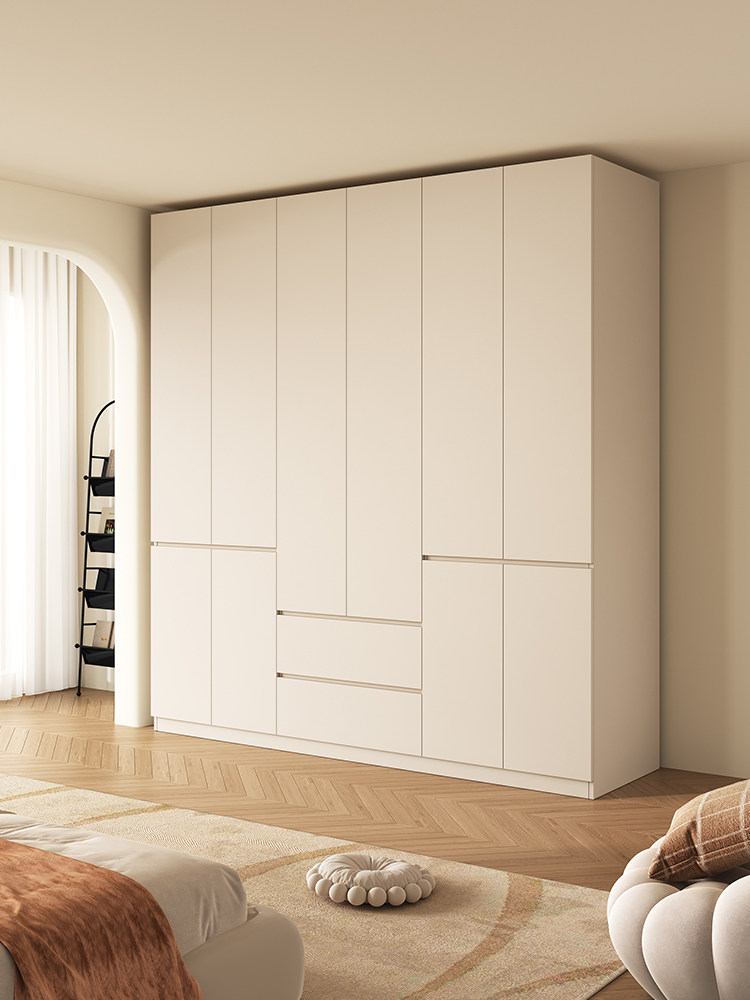 2026 New Large Wardrobe Home Bedroom Simple Modern Wardrobe Small Apartment, No Handle, Segmented Door-to-Ceiling Style