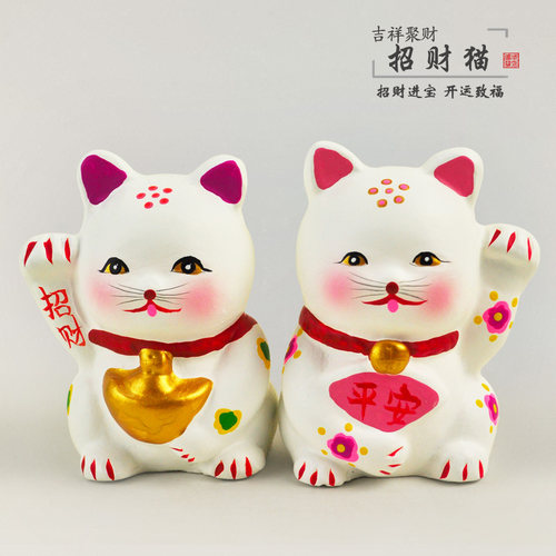 招财猫天津泥人张彩塑