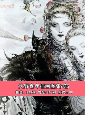 天野喜孝插画作品图集6部合集 843张 Yoshitaka Amano 黑白线稿等