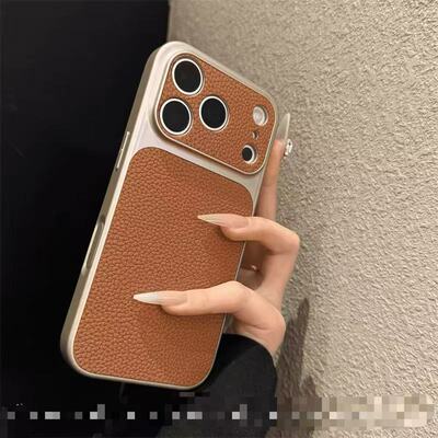 新爆款秒变17大视窗橙色适用于iPhone17promax手机壳荔枝纹皮质14防摔苹果15promax秋冬保护套12防摔16男女13