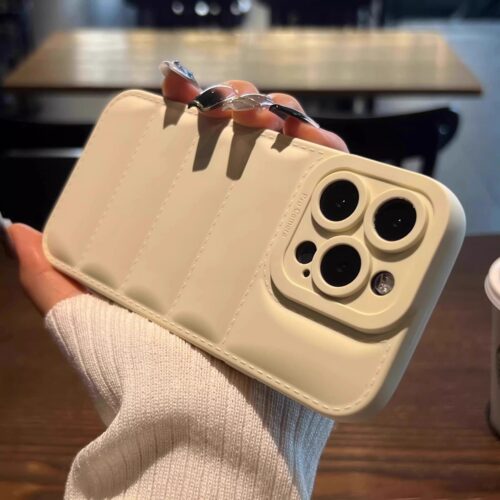 秋冬立体波浪羽绒服适用苹果15简约14手机壳iphone13promax气囊防摔11创意12高级感xsma简约14手机壳7P/8Plus