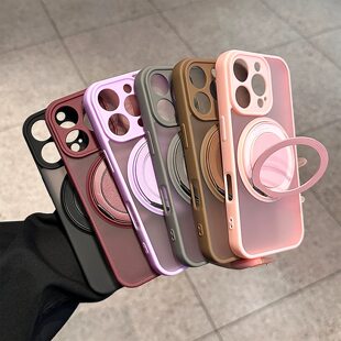 新款磁吸支架适用苹果17/16pro手机壳可360旋转iPhone15promax带支撑14plus可磁吸13背后支点12全包11指环扣