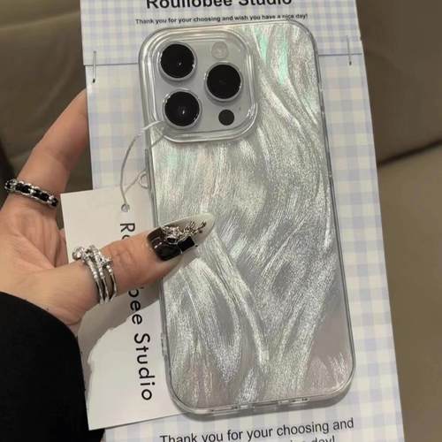 ins高级感银色适用苹果16promax手机壳iphone15新款亚克力防摔壳13硅胶软边14简约渐变7/8plus电镀壳12保护套