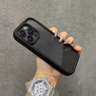 新款 高透亚克力适用苹果15手机壳不发黄iphone14promax高级黑色13透明硅胶软边12硬壳15pro全包防摔男女情侣