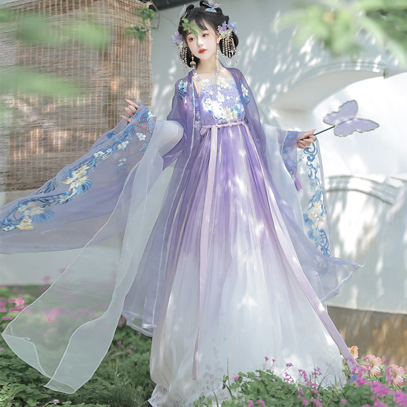 谷月溪原创鲛珠泪汉服女齐胸柯子群大袖衫春夏仙气日常汉元素柯子