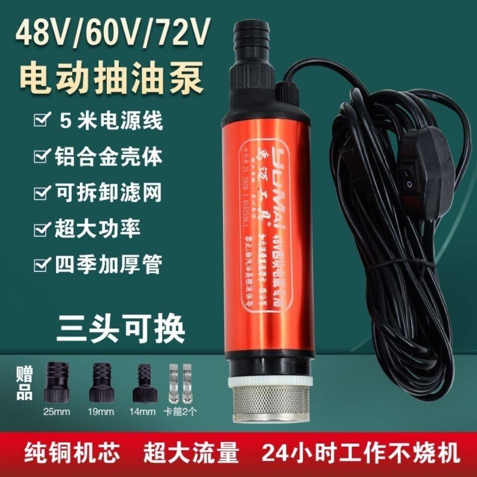 48V抽水泵抽油泵电动车60V小型潜水泵电动柴油泵抽酒泵品字头插头