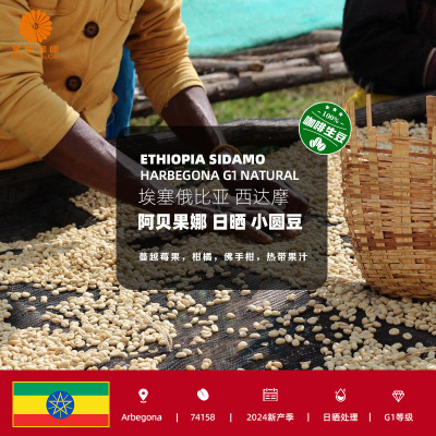埃塞俄比亚进口西达摩阿贝果娜日晒小圆豆精品咖啡生豆2025新产季
