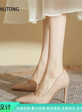 裸色高跟鞋女高级感2025网红尖头小细跟惠州女鞋浅口气质软皮单鞋