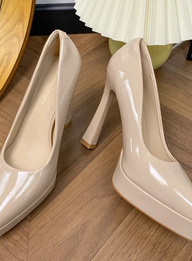 防水台单鞋高跟鞋女2026年新款尖头细跟一脚蹬显瘦浅口性感超高跟