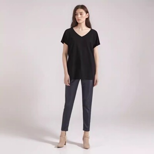 春夏新款女装自由松紧腰围黑色仿pu皮质打底裤长裤