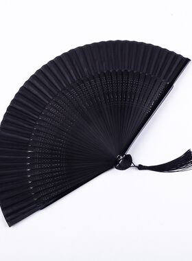 中国古风蕾丝全竹洛丽塔不良扇子