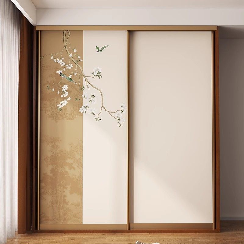 中式复古玉兰花装饰衣柜移门贴纸柜子门改造民宿翻新自粘加厚贴画,家装主材,定制壁画,淘宝优惠券,粉丝福利购,淘宝优惠卷