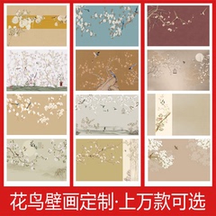 中式花鸟墙纸影视墙客厅电视背景墙壁纸2024新款定制壁画卧室墙布