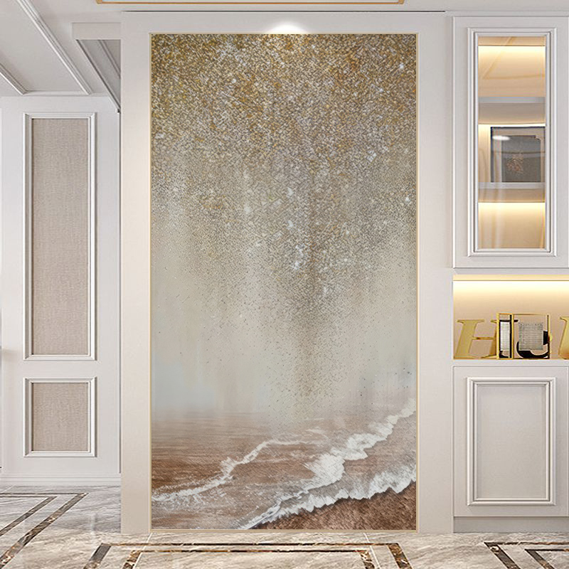 定制油画《星河》竖版玄关墙纸轻奢客厅背景墙装饰画肌理壁画法式图片