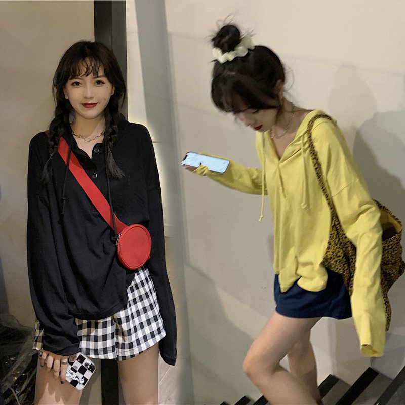 春夏连帽防晒衫女休闲运动风两件套装高级感宽松长袖T恤薄款上衣