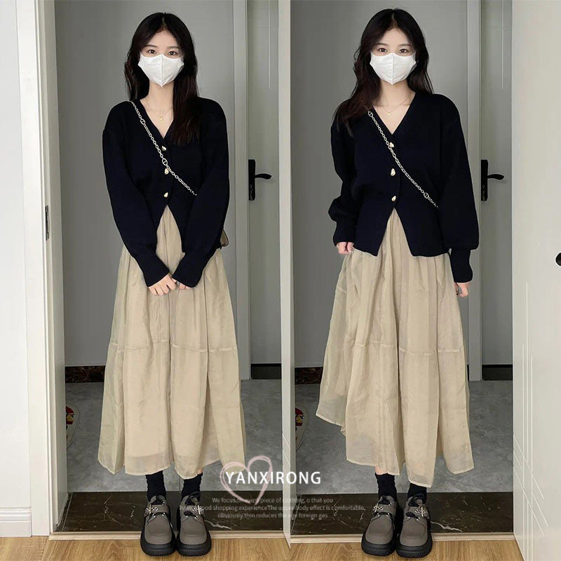 春夏装高级感时尚气质两件套装大码微胖mm盐系穿搭显瘦上衣连衣裙