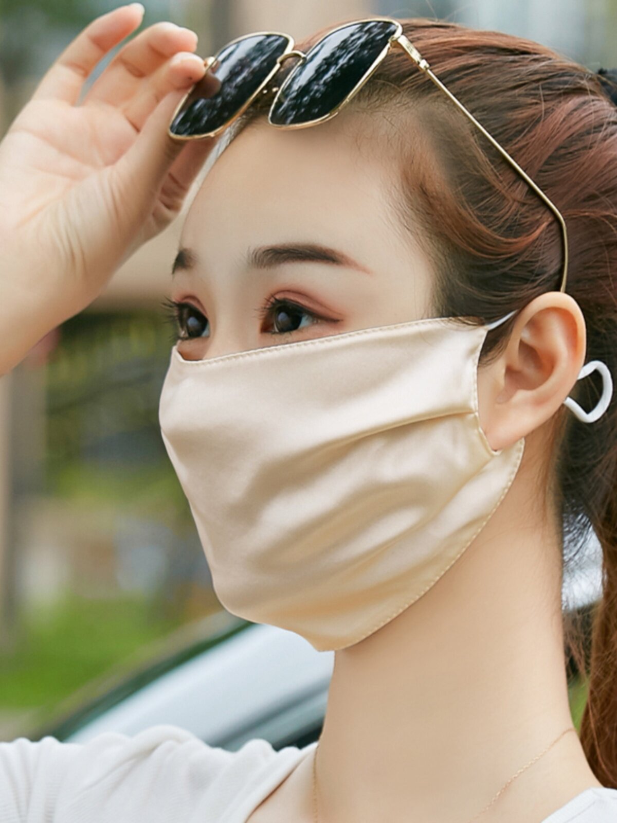 桑蚕丝防晒真丝口罩夏天透气防紫外线面纱女春季过敏双层防尘面罩