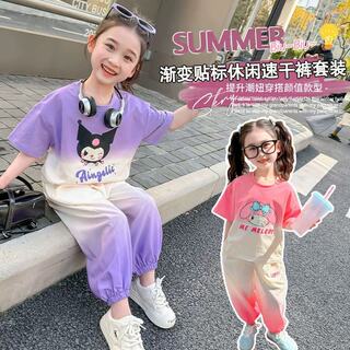 夏季新款儿童套装女童洋气速干短袖休闲裤宝宝网红两件套套装