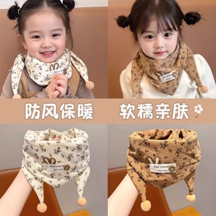 宝宝围巾秋冬季 婴儿小兔子三角巾春秋天男童女孩保暖防风围脖 韩版
