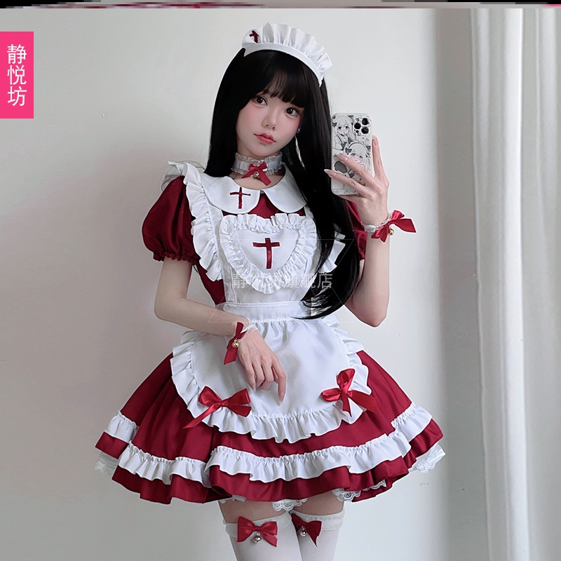 十字架哥特风萝莉女仆装万圣节成人服装cosplay动漫连衣裙软妹裙