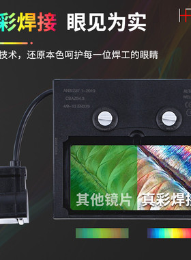 真彩可调变光镜片电焊变色太阳能全自动焊工接面罩焊帽全彩玻璃片