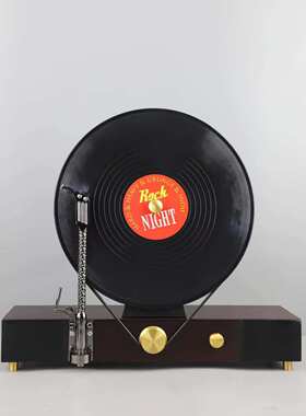 现代仿真立式黑胶唱片机留音机电视柜茶几样板间家居客厅饰品
