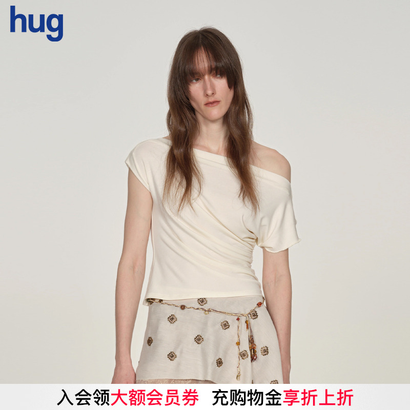 ICEDUST25秋冬新款斜肩褶皱T恤