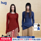 INTO THE EAST hug红色羊毛不对称打底毛衣针织衫 intotheeast