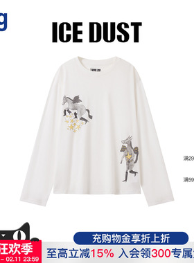 【ICE DUST】hug 2025秋冬新款小马印花长袖T恤icedust