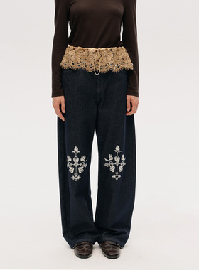 【ICEDUST】hug 2025秋冬新款绣花logo牛仔裤icedust