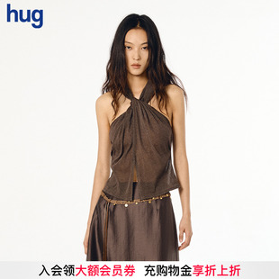 2025春夏新款 hug 扭結掛脖背心領口配飾露背上衣 XUZHI