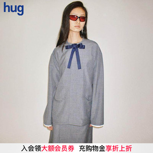 环领夹克新中式 YES凹是 2025羊毛长袖 蝴蝶结上衣 hug