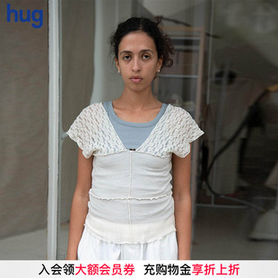 蕾絲木耳邊長袖 2025早春新款 hug 上衣 BASERANGE