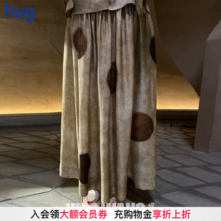 hug 2026春夏新款 复古松紧腰扎染半裙 UMAWANG