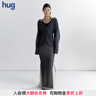 纯色长款 秋冬新款 ASSIGNMENTS 褶饰薄纱半裙 hug