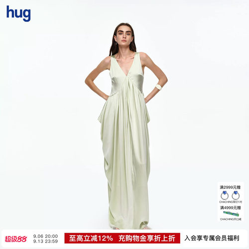 AETNAPROJECT薄荷绿垂褶连身裙