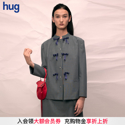 AOYES立领蝴蝶结羊毛夹克外套