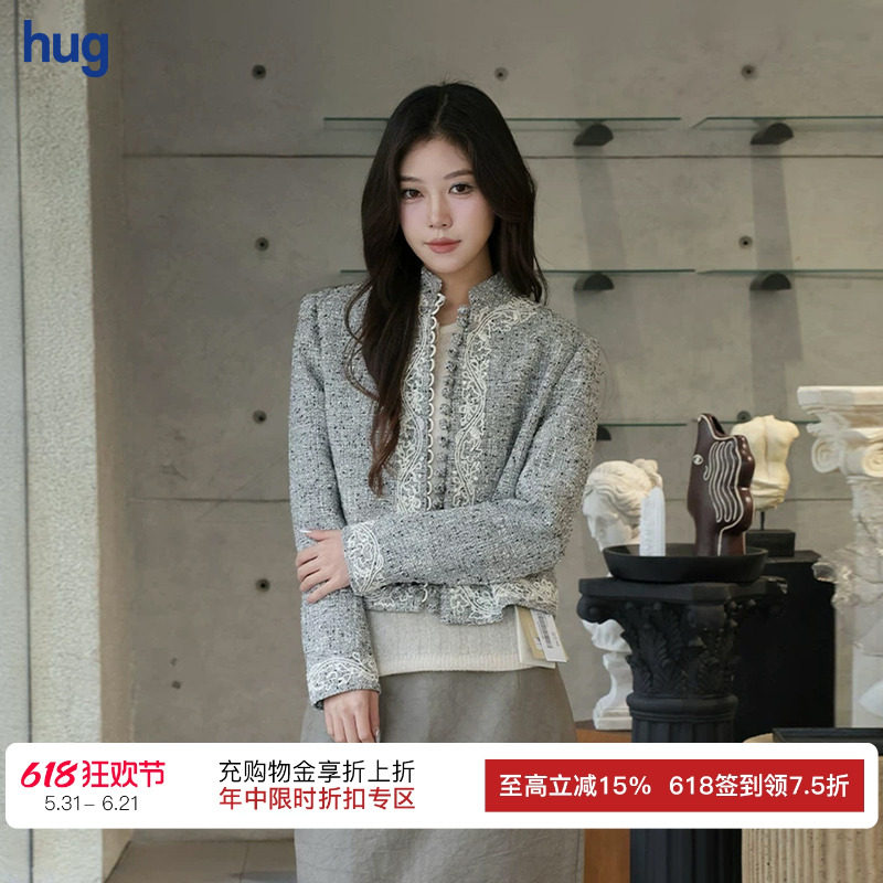 【INTO THE EAST】hug 民族风混色肌理盘扣西装外套