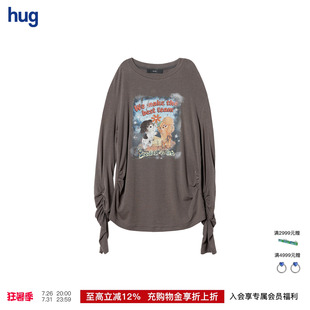 【ICE DUST】hug 2026早秋新款PUPU复古印花T恤