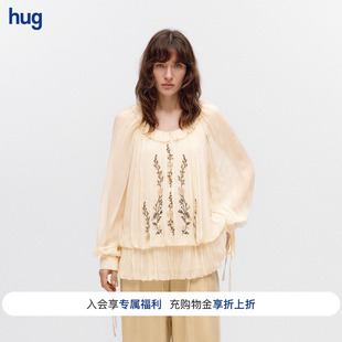 【ICE DUST】hug 2026早秋新款圆领钉珠小衫