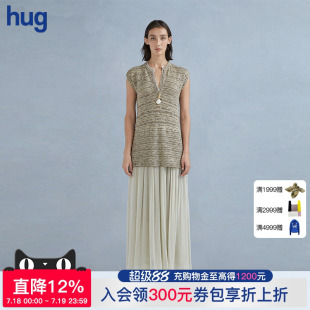 2025针织拼轻纱假两件双层领口复古连衣裙 Cello Sonata hug