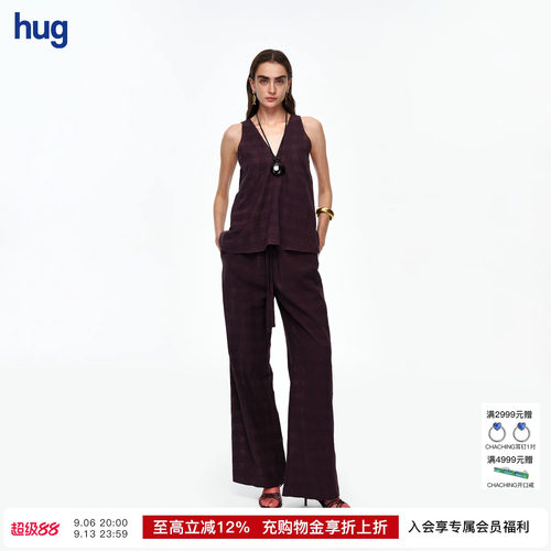 【AETNA PROJECT】hug 2026新款V领无袖上衣抽松紧带宽松长裤