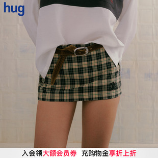 短款 2025春夏新款 hug 格紋短裙學院風插畫課裙褲 MARCHEN