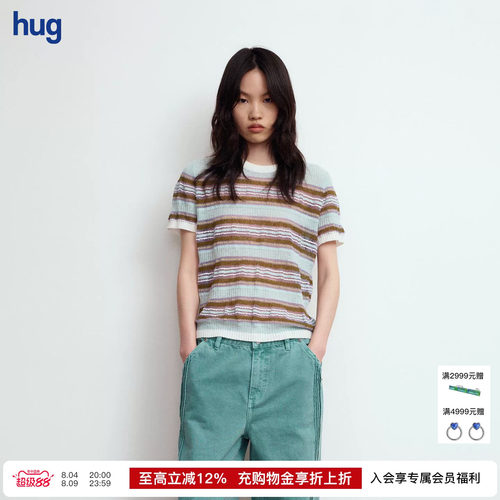 JUNWEILIN彩间条撞色弹力短袖